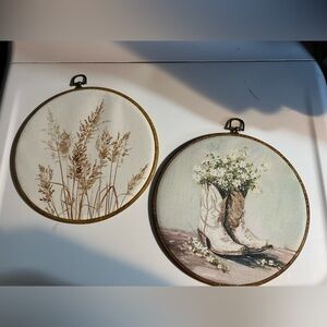 Floral Embroidery Wall Art Set